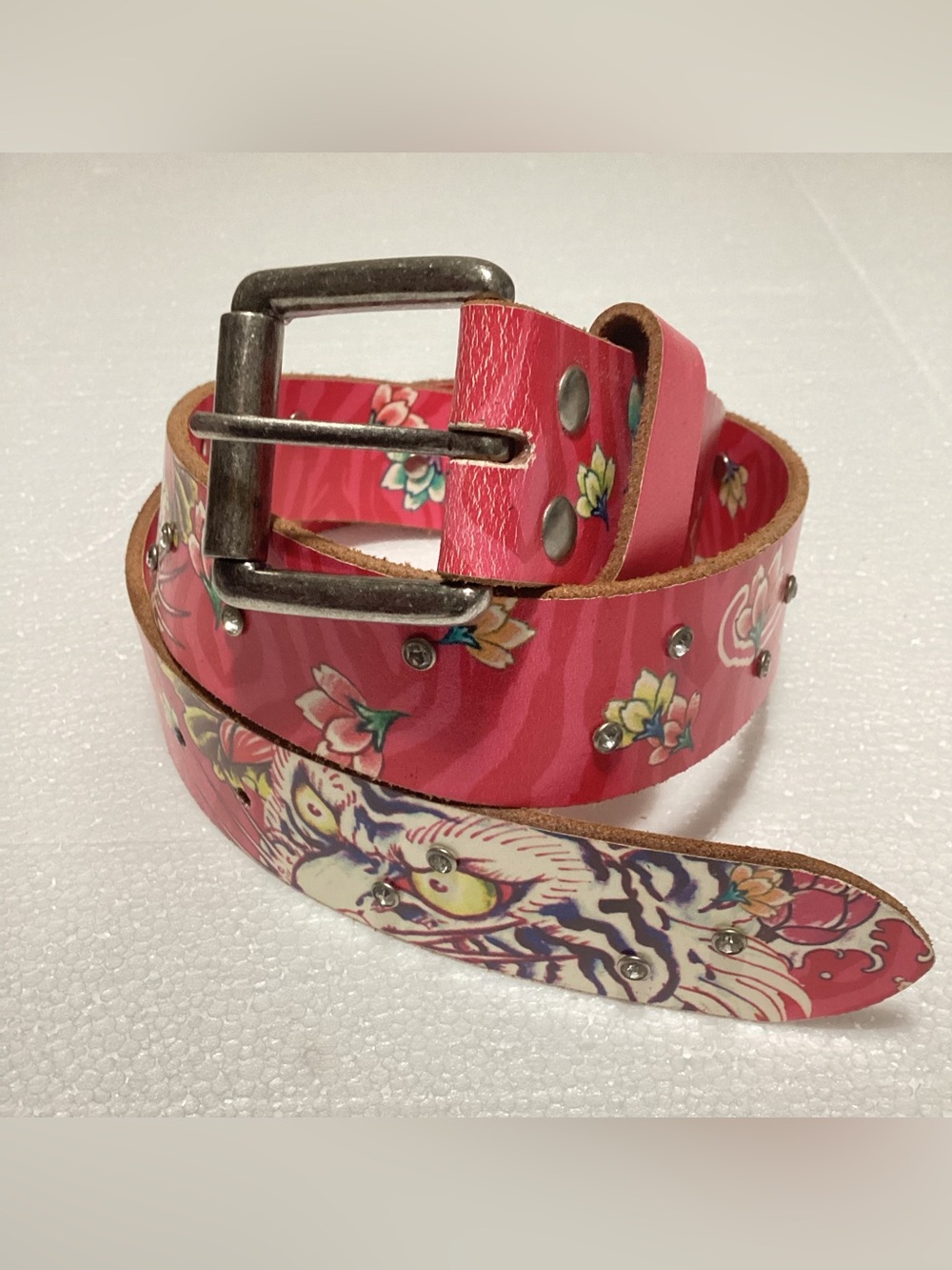 Y2K Ed Hardy Women’s Rhinestone Leather Belt